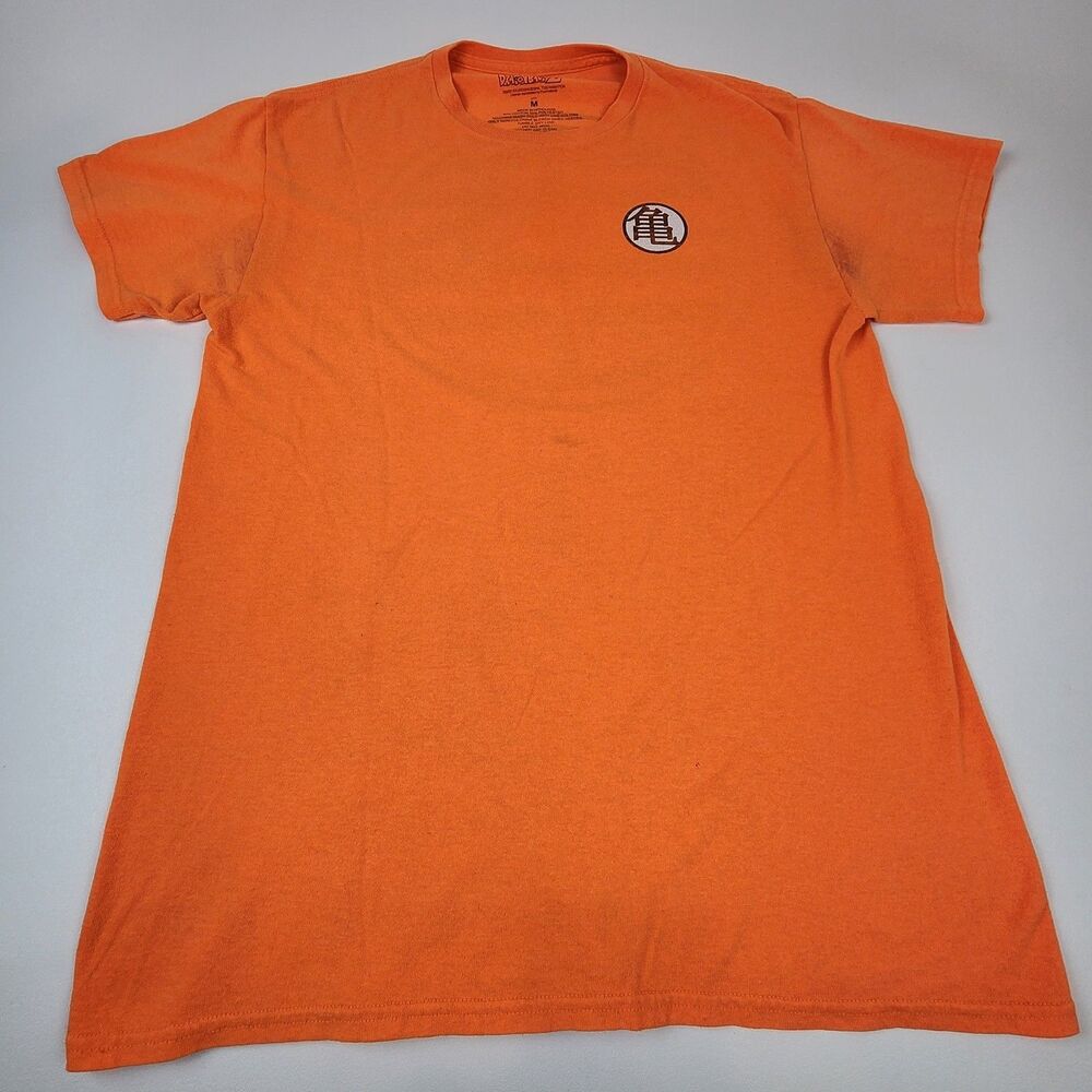 Dragon Ball Z Orange Graphic T Shirt Mens Medium M Anime Goku Kanji Logo Tee